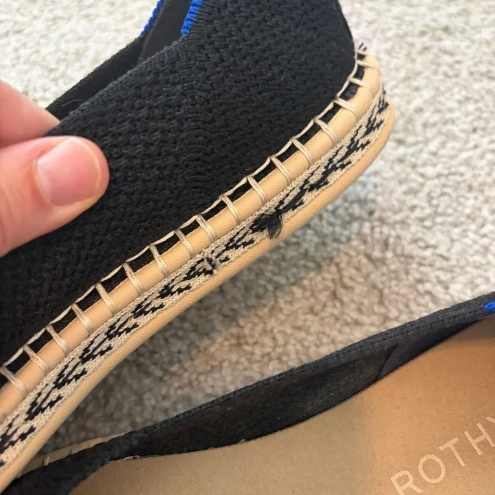 Rothys Espadrille Flats Womens 6 EU 36 Black Knit Slip On Office Comfortable
